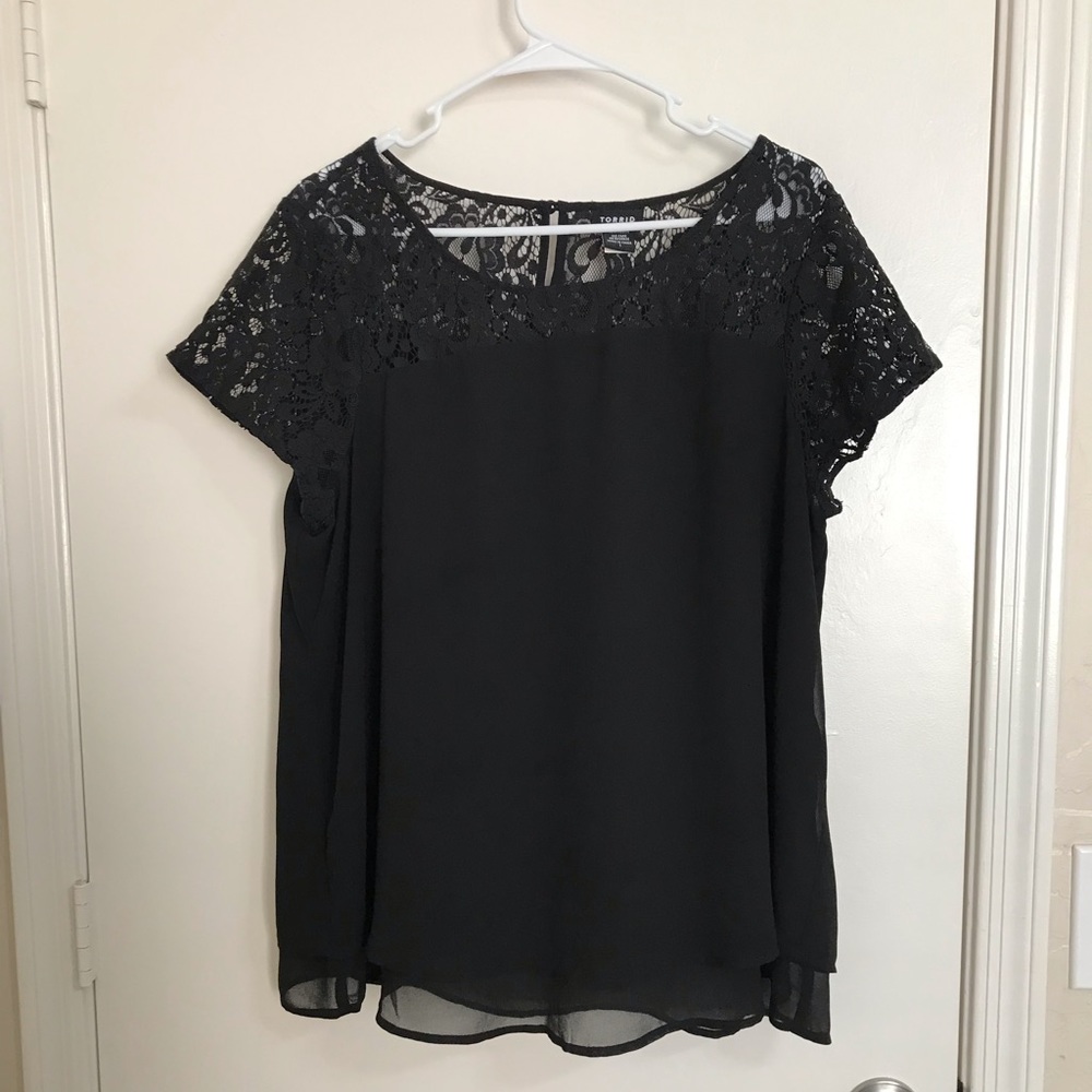 Torrid black chiffon lace top